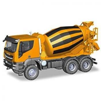Herpa Camion malaxeur à béton Iveco Trakker 6x6, Orange