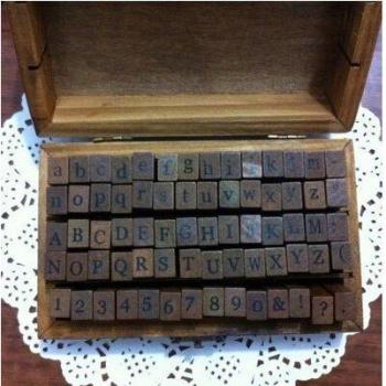 Wooden Cursive English Alpha-Beta Stamp Collection