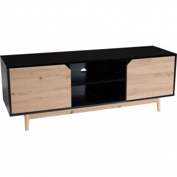FineBuy Elegantes TV Möbel Schwarz Eiche-Dekor 150x55x40 cm