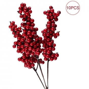 10pcs Artificial Red Holly Berries for Christmas Decoration