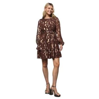 DP Luxe Chocolate Tiered Mini Dress – Blouson Sleeve Edition