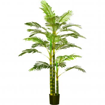Palmera Areca artificial Ø19,5 × 190 cm, 30 hojas verdes en maceta para decoración interior/exterior
