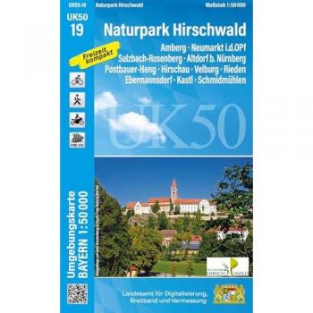 UK50-19 Naturpark Hirschwald: Amberg, Neumarkt i.d.OPf., Sulzbach-Rosenberg, Altdorf b.Nürnberg, Postbauer-Heng, Hirschau, Velburg, Rieden, ... Karte Freizeitkarte Wanderkarte)