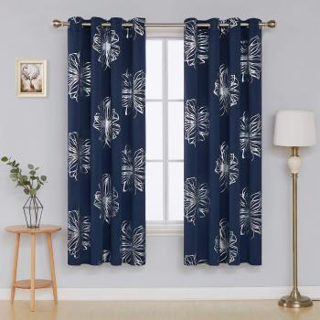 Fiori Blu Navy Tende Termiche Soggiorno