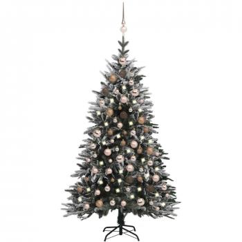 Albero di Natale con LED e decorazioni 180 cm in PVC e PE