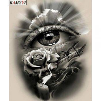 5D Diamantbilder Blumen und Augen Kreuzstich 20X30CM