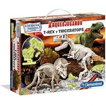 Arqueojugando t-rex y triceratops fluoresc