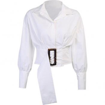 Aonibeier Damen‑Lässige Bluse – weiß, langärmlig, mit Schulter‑Tropfen‑Akzent