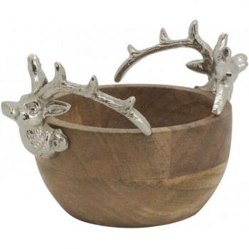 Panier en bois de manguier avec têtes de cerf