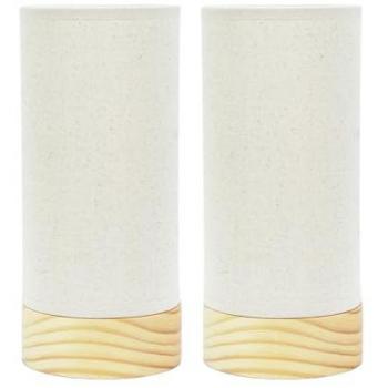 Elsa Wooden Compact Table Lamp Set with LED Bulbs