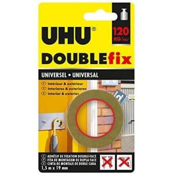 Ruban adhésif double face brun extra fort UHU 36495 de 1,5 mètres x 19 mm d'Largeur