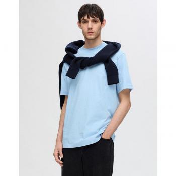 SELECTED HOMME COLMAN Unifarbenes T-Shirt in Sky, Größe XL