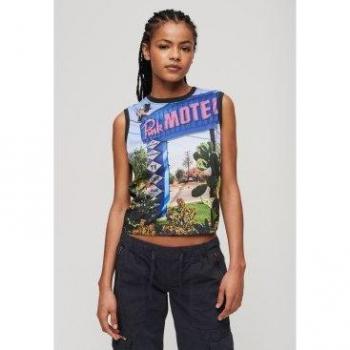 Superdry Top Femme Print Urbain Gris-Blue
