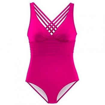 Pink Lascana Badeanzug für Damen, Größe 44, Cup D – Unifarben, Microfaser