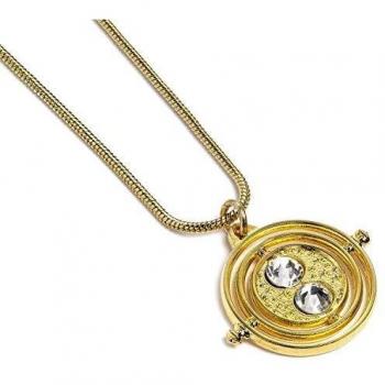 Harry Potter Pendentif Collier Chaine Temps Fixed Time Turner plaque or