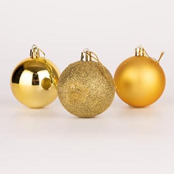Shatchi 5 cm Gold Bauble Collection – 24pcs PVC
