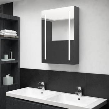 Mueble de baño gris con espejo y luz LED 50x13x70 cm