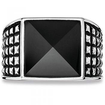 Caï men Herren Ring Royal Punk 925 Silber rhodiniert schwarz Onyx schwarz 64
