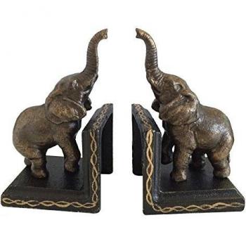Antiker Gusseisen‑Elefant Buchständer – Zeitzone‑Kolonialstil, 2 Stück