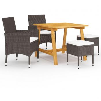 Vidaxl Juego de comedor de jardín de 5 piezas marrón