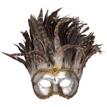 Maskworld Kostümmaske „Incas Colombina Argento Piume“