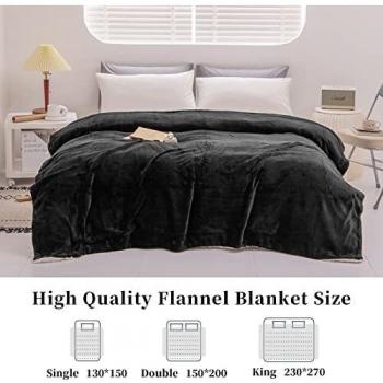Good Nite Blanket, Reversible Sherpa Fleece Blanket, Soft and Warm Bed Blanket, Double Size, 150x200cm
