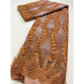 Tissu africain noir pour mariée en dentelle et pierres