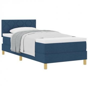 Lit Tissu Bleu 100 x 200 cm avec Matelas Inclus