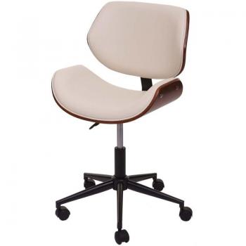 Poltrona Elegante HHG 057 in Legno Curvo e Ecopelle Avorio