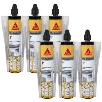 Sika Résines rapides Anchorfix‑1 Plus – Lot 6 × 300 ml en ton pierre