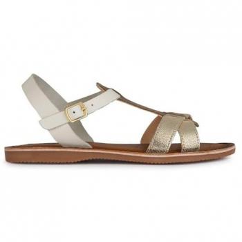 Sandales enfant GE.OE GEOX J EOLIE beige talon compensé boucle d'ajustement