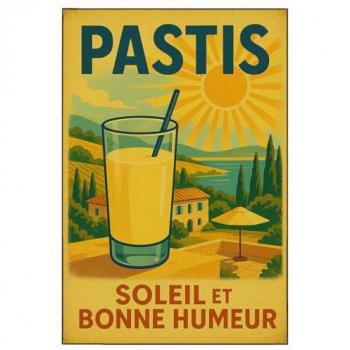 Plaque en Métal Soleil et Pastis – 30,5 x 20 cm