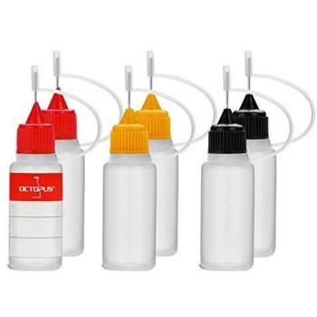 6 x 10 ml Nadelflaschen für Farben und Klebstoffe, inkl. Nadelkappen