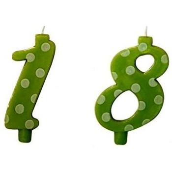 Candelina Numero 1 Pois Verde Lime per Feste