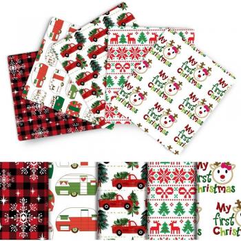 Tissus en coton patchwork Noël 50*145cm
