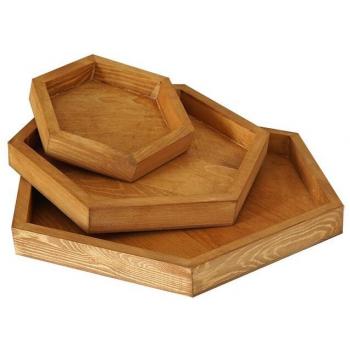 Hexagon Holzplatte für Tischdekoration und Desserts