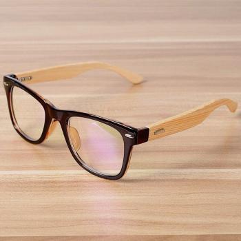 Monture en Bois de Bambou Noir et Bleu pour Lunettes Optiques