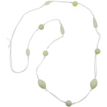 Kette Mint‑Türkis‑Gelb, weißer Kordelband
