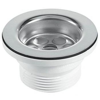 BSW10PC 1.5″ Center Pin Bathroom Waste with 70mm Stainless Steel Flange and Black PVC Plug