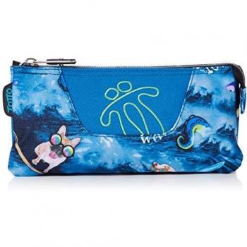 Estuche Totto Tablero escolar de tres compartimentos en color azul