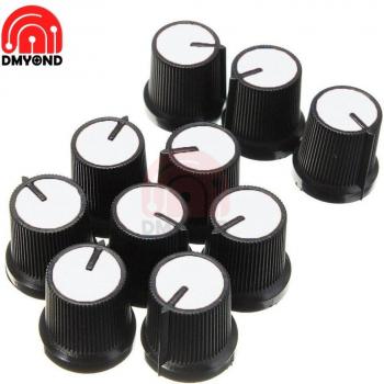Perilla de plástico blanca para potenciómetro RK097G, 10 unidades, orificio 6mm, control de volumen