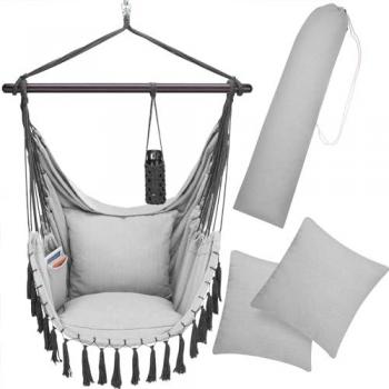 Silla Colgante Boho Algodón Gris Claro 150kg