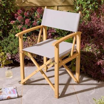 Ascot Folding Directors Canvas Dining Camping Chair – Slate Grey