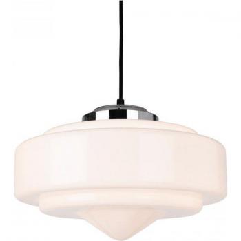 Netlighting Art Deco Pendant Light in Chrome with Opal White Glass