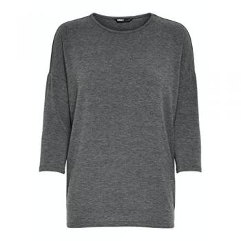 Camiseta Mujer Only Glamour Manga 3/4 Oversize Gris