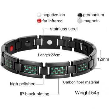 Men's Black Carbon Fiber Hologram Bracelet