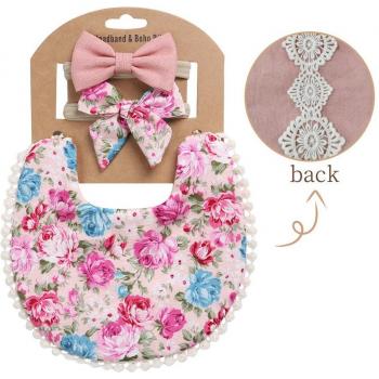 Baberos 3 en 1: Diadema, Toalla Borla y Bandana Floral