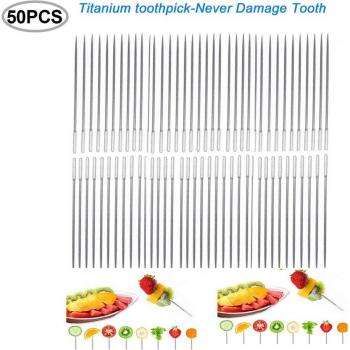 50Pcs Travel-Friendly Titanium Toothpicks