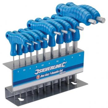 Silverline 323710 Dual‑Size Hex T-Handle Set – 10 Pieces (2–10 mm)