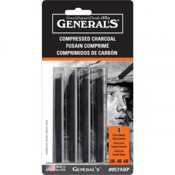 General Pencil Compressed Charcoal Sticks, Multicoloured, 4 Count